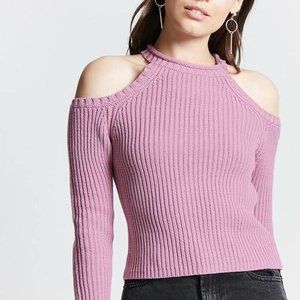 Forever 21 Ribbed Open-Shoulder Sweater S